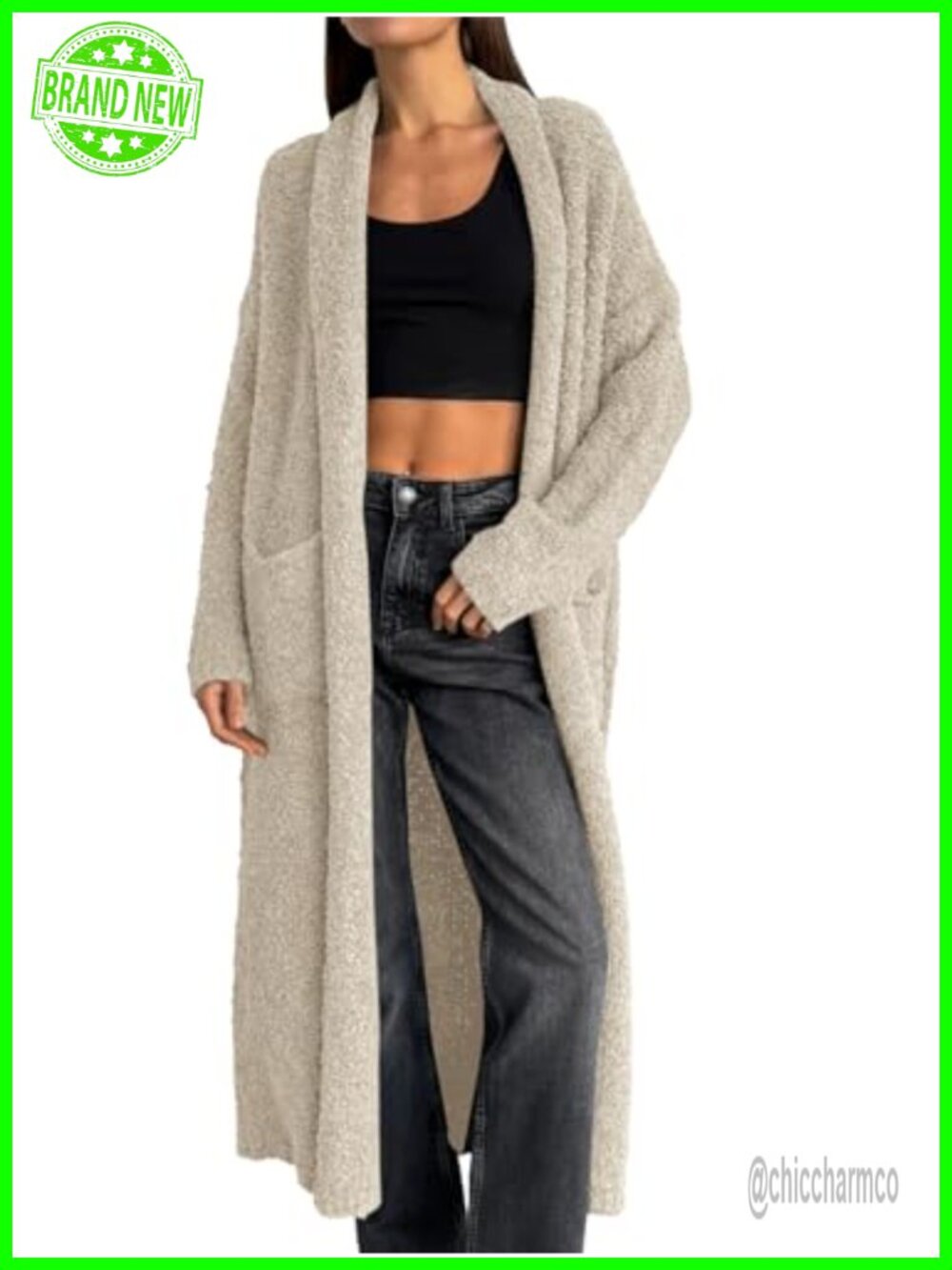 Womens Open Front Long Cardigan Sweater Oversized Chunky Fuzzy Duster Coat